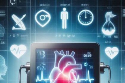 An image of a heart monitor displaying elevated blood pressure with male and female symbols